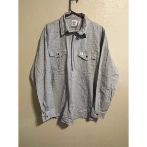 Big Bill 183 Men's Pinstripe Work Shirt Long Sleeve 1/4 Zip Cotton Blend Size L